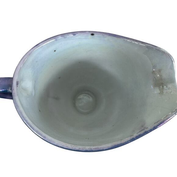 Vintage Hand Painted Purple Iridescent Cherry Blossom Handled Creamer Dish Japan - Picture 4 of 5